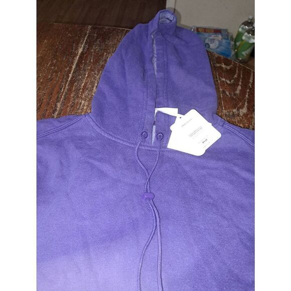 New Med Fabletic Washed Indigo White Forever Fleece Pullover Hoodie Sweatshirt - Picture 8 of 9